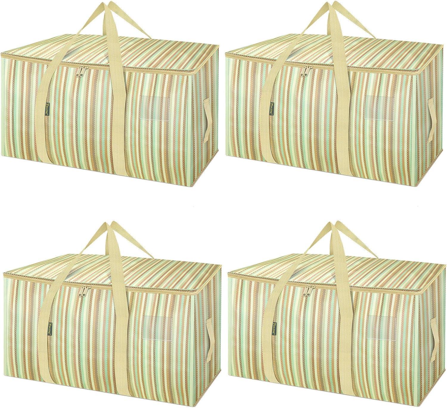 imageBALEINE 6Pack Oversized Moving Bags with Reinforced Handles HeavyDuty Storage Tote for Clothes Moving Supplies Clear 6PackColor Strip
