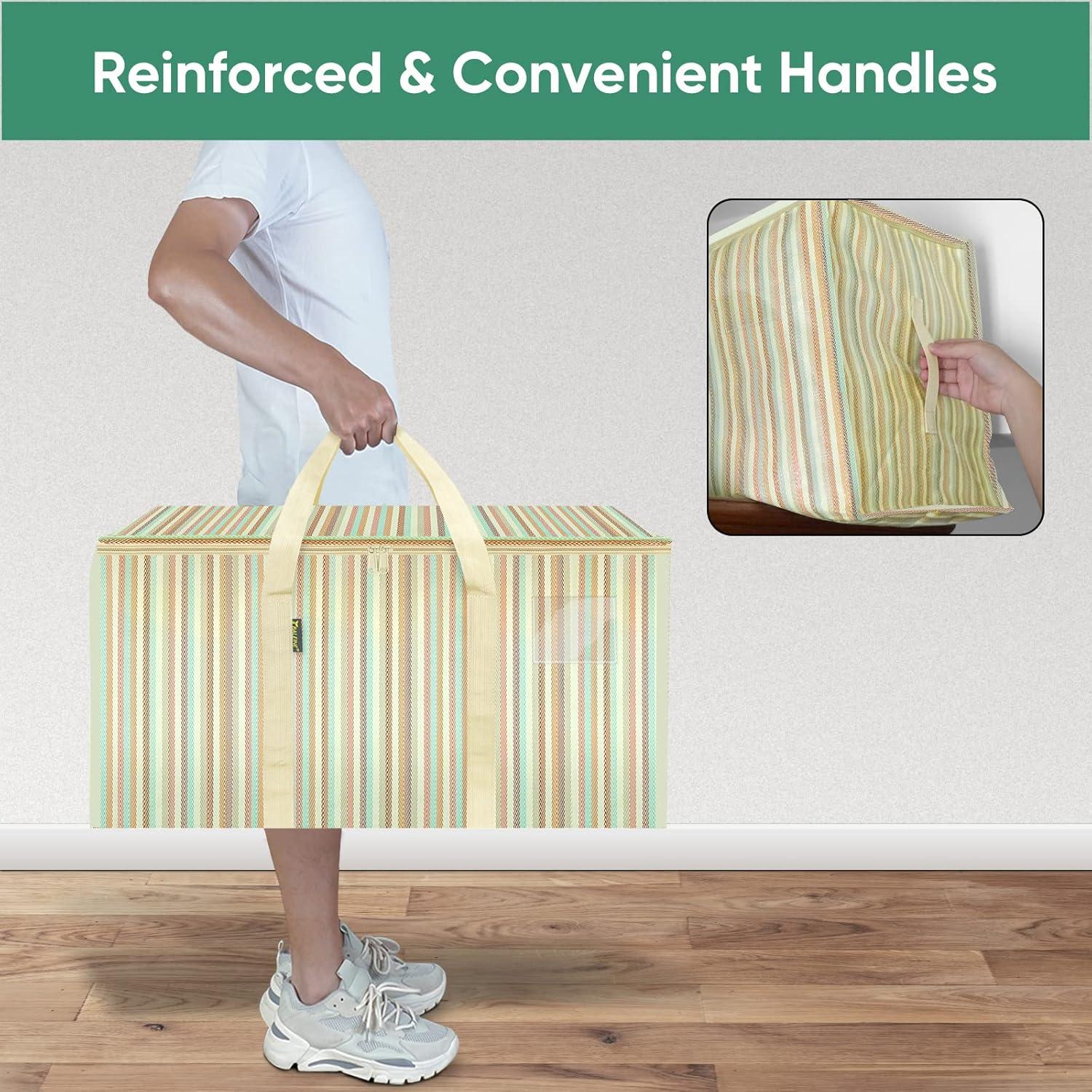 imageBALEINE 6Pack Oversized Moving Bags with Reinforced Handles HeavyDuty Storage Tote for Clothes Moving Supplies Clear 6PackColor Strip