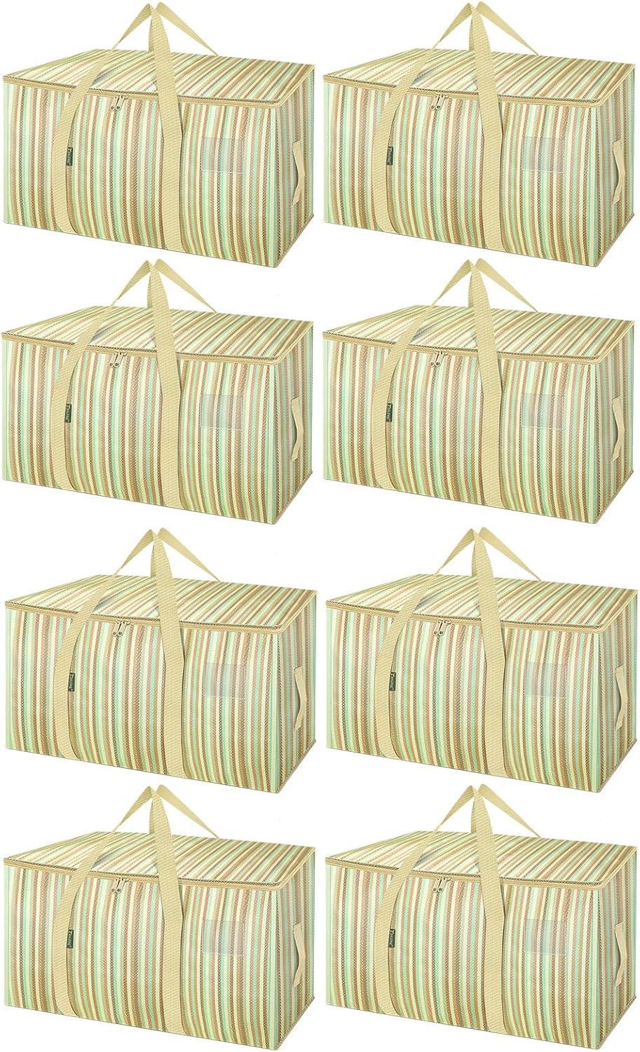 imageBALEINE 6Pack Oversized Moving Bags with Reinforced Handles HeavyDuty Storage Tote for Clothes Moving Supplies Clear 6PackColor Strip