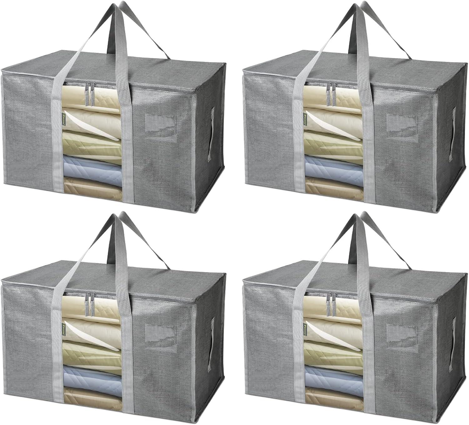 imageBALEINE 6Pack Oversized Moving Bags with Reinforced Handles HeavyDuty Storage Tote for Clothes Moving Supplies Color Stripe with Window 6PackGray w Window