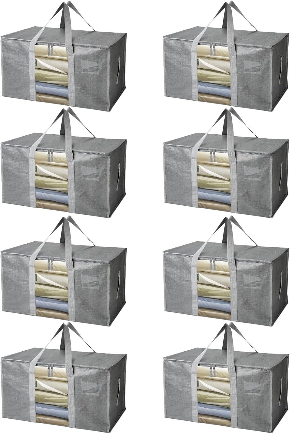 imageBALEINE 6Pack Oversized Moving Bags with Reinforced Handles HeavyDuty Storage Tote for Clothes Moving Supplies Color Stripe with Window 6PackGray w Window