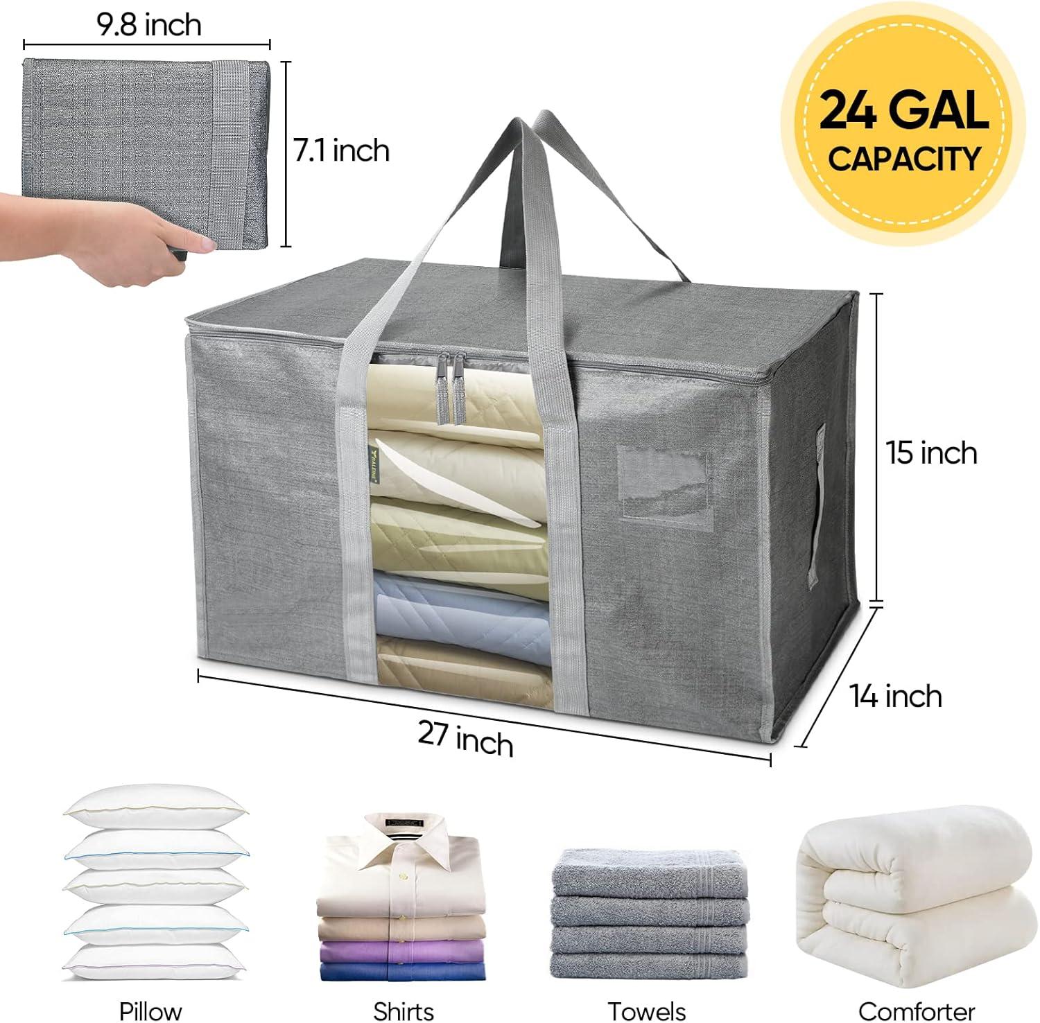 imageBALEINE 6Pack Oversized Moving Bags with Reinforced Handles HeavyDuty Storage Tote for Clothes Moving Supplies Color Stripe with Window 6PackGray w Window