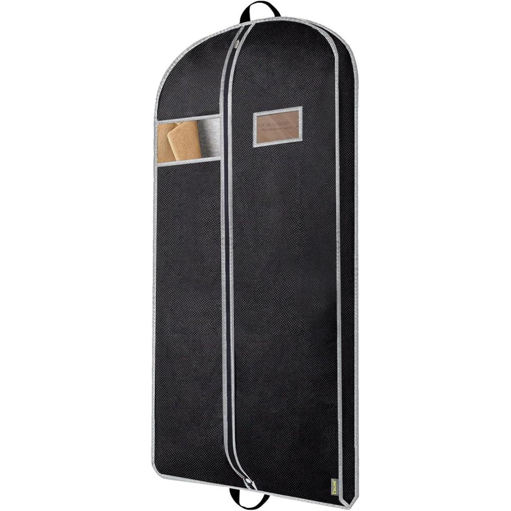 imageBALEINE 1PK Heavy Duty Garment Bag with Shoe Storage Travel Bag for Dresses Suit Coats Travel Essential 60quot BlackBlack