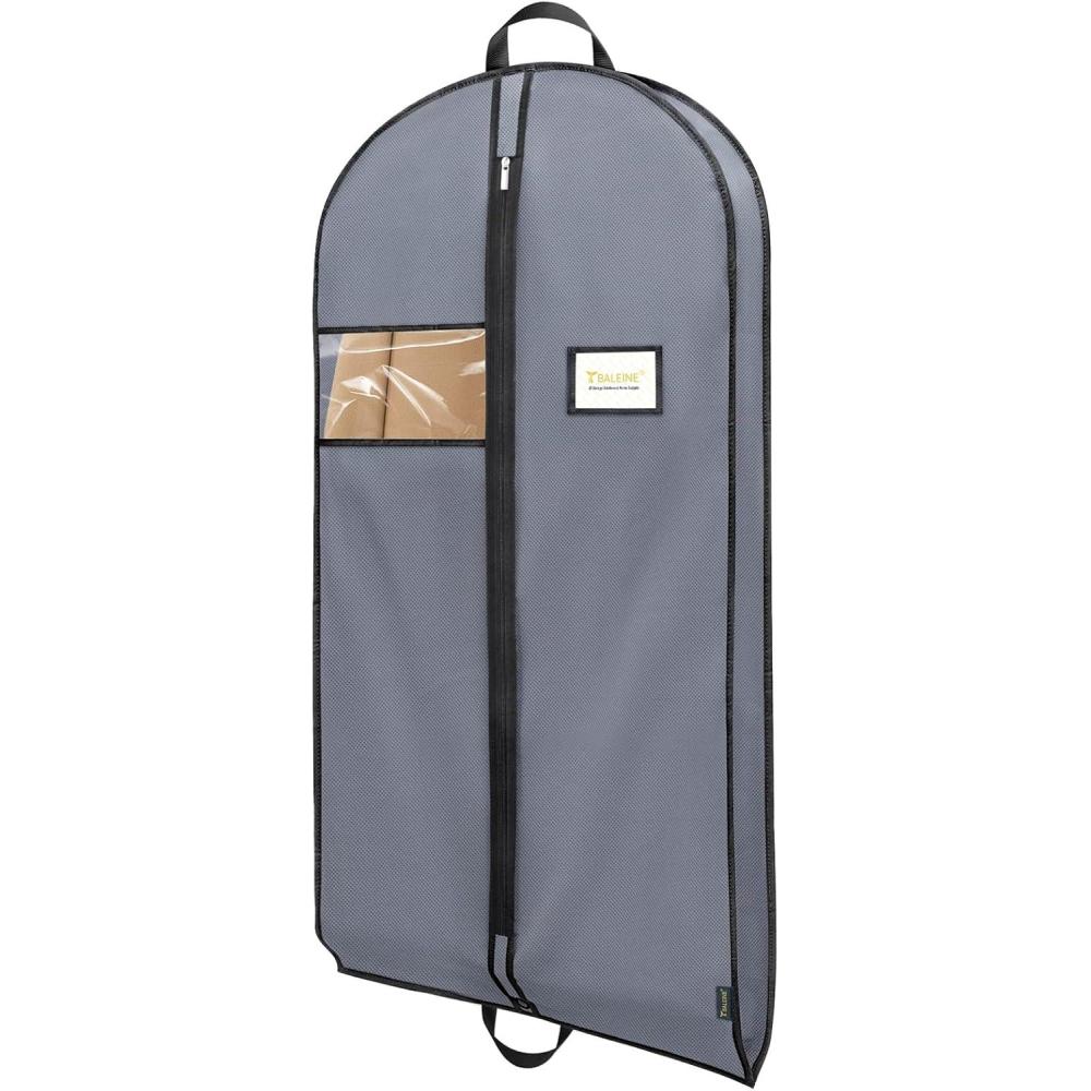 imageBALEINE 1PK Heavy Duty Garment Bag with Shoe Storage Travel Bag for Dresses Suit Coats Travel Essential 60quot BlackGrey