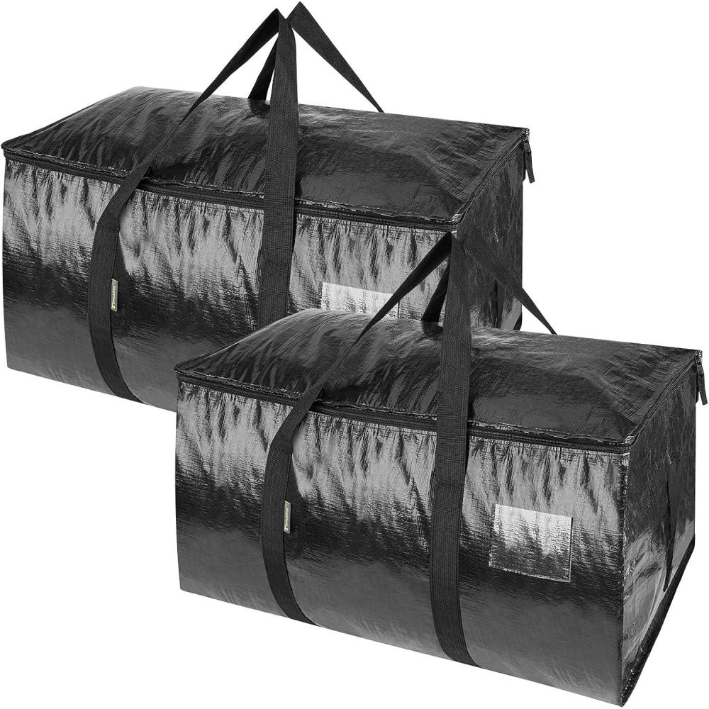 imageBALEINE 6Pack Oversized Moving Bags with Reinforced Handles HeavyDuty Storage Tote for Clothes Moving Supplies Clear 6PackBlack