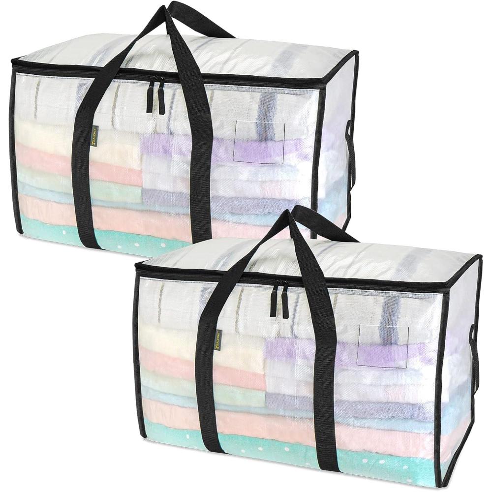 imageBALEINE 6Pack Oversized Moving Bags with Reinforced Handles HeavyDuty Storage Tote for Clothes Moving Supplies Clear 6PackClear