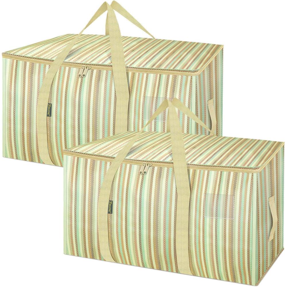 imageBALEINE 6Pack Oversized Moving Bags with Reinforced Handles HeavyDuty Storage Tote for Clothes Moving Supplies Clear 6PackColor Strip