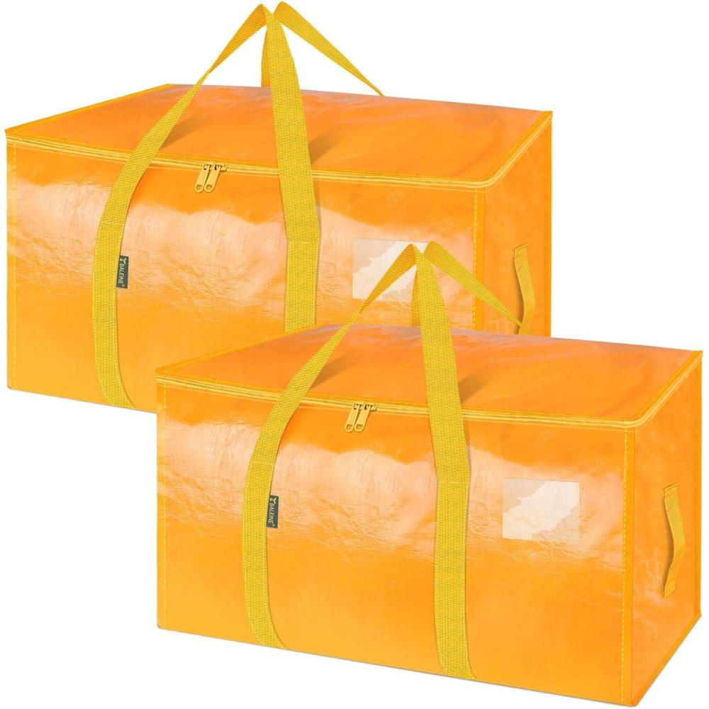 imageBALEINE 6Pack Oversized Moving Bags with Reinforced Handles HeavyDuty Storage Tote for Clothes Moving Supplies Clear 6PackLight Yellow