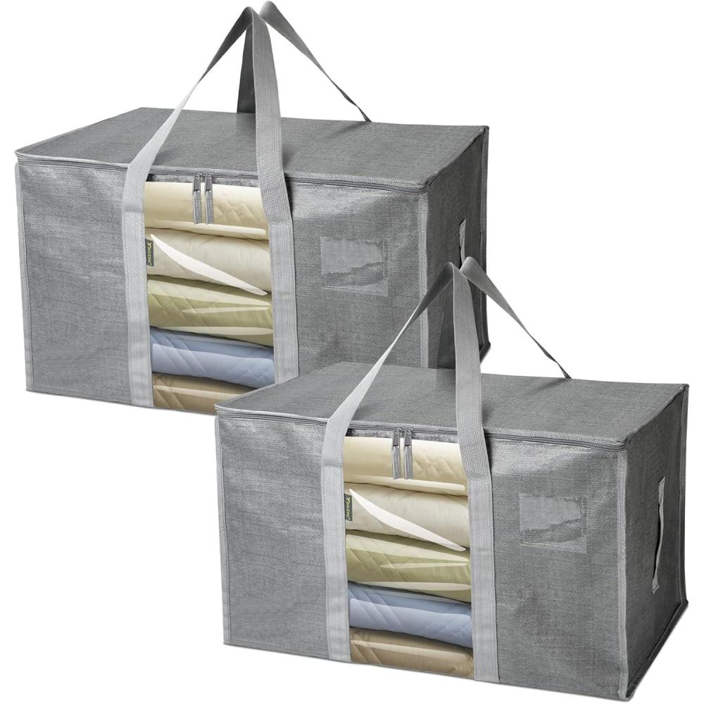 imageBALEINE 6Pack Oversized Moving Bags with Reinforced Handles HeavyDuty Storage Tote for Clothes Moving Supplies Color Stripe with Window 6PackGray w Window