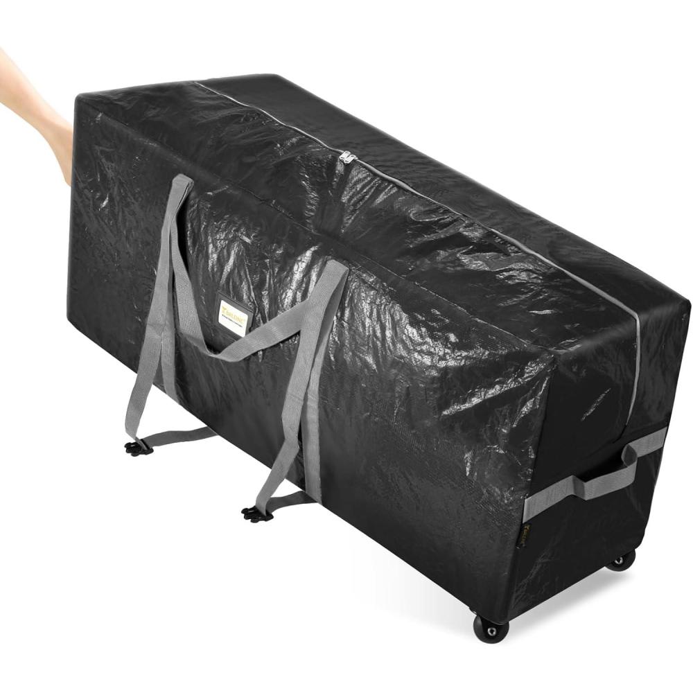 imageBALEINE 75 ft Rolling Christmas Tree Storage Bag 2 Swivel Wheels for Easy Moving Heavy Duty Extra Large Artificial Christmas Tree Bag with Reinforced Carry Handles and Fixed Buckle BlackBlack