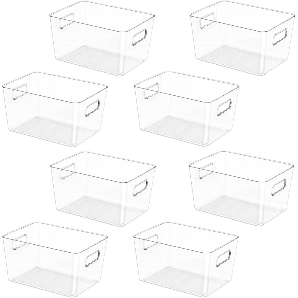 imageBALEINE Clear Plastic Storage Bins Pantry Organization BPA Free Stackable Refrigerator Organizers and Storage with Handles for Kitchen Fridge Cabinet Bathroom 4PK 11x75x68