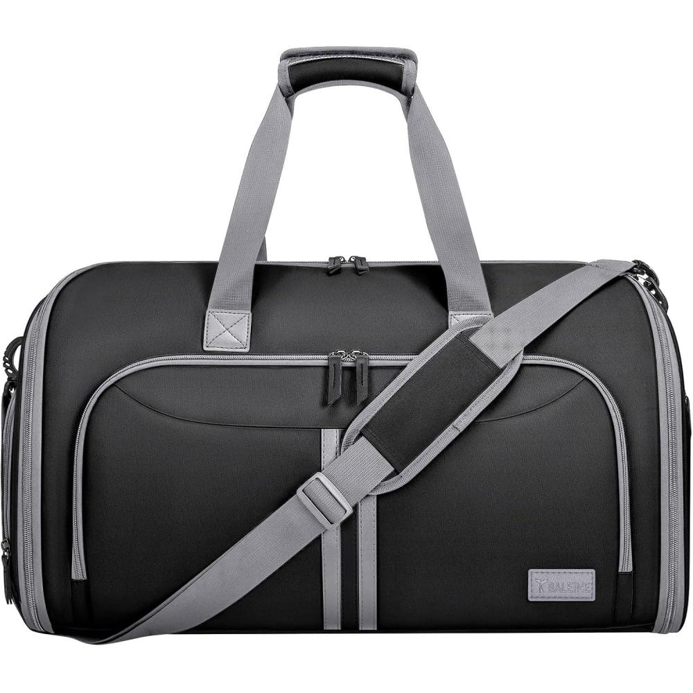 imageBALEINE Convertible Garment Bag with Shoe Compartment 2 in 1 Carry on Garment Duffle Bags for Travel Suit Bag for Men Women BlackBlack