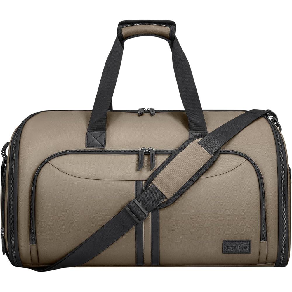 imageBALEINE Convertible Garment Bag with Shoe Compartment 2 in 1 Carry on Garment Duffle Bags for Travel Suit Bag for Men Women BlackBrown