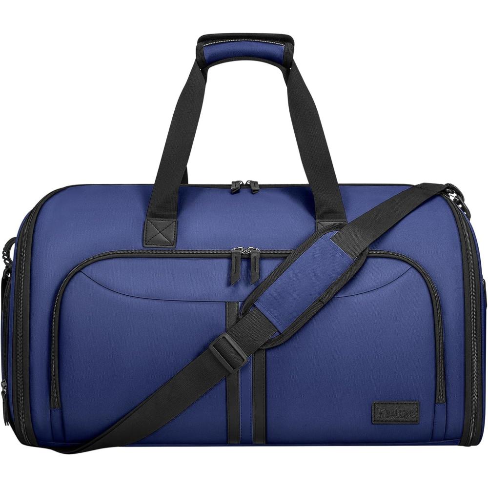 imageBALEINE Convertible Garment Bag with Shoe Compartment 2 in 1 Carry on Garment Duffle Bags for Travel Suit Bag for Men Women BlackNavy
