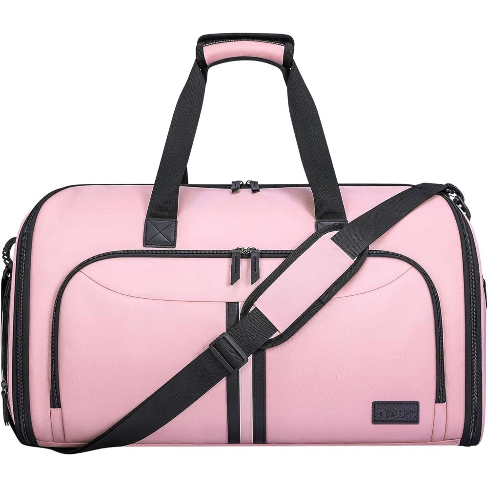 imageBALEINE Convertible Garment Bag with Shoe Compartment 2 in 1 Carry on Garment Duffle Bags for Travel Suit Bag for Men Women BlackPink