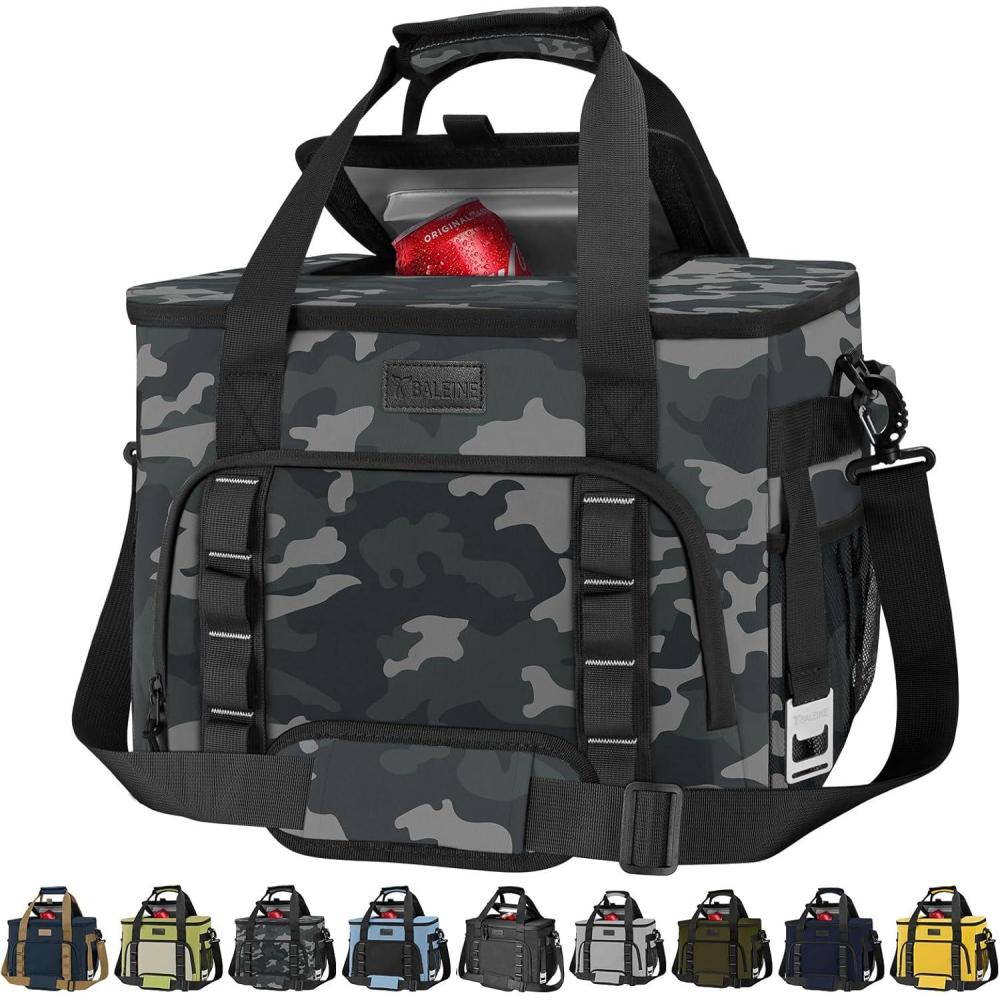 imageBALEINE Extra Large Soft Cooler Bag Portable Leakproof Cooler 4060 Cans Volume for Beach Camping Kayaking Travel and Road TripsCamo