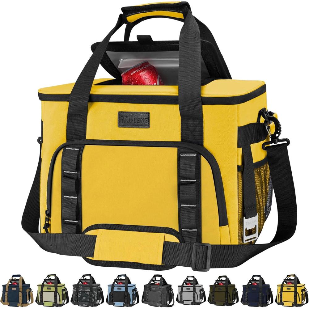 imageBALEINE Extra Large Soft Cooler Bag Portable Leakproof Cooler 4060 Cans Volume for Beach Camping Kayaking Travel and Road TripsYellow