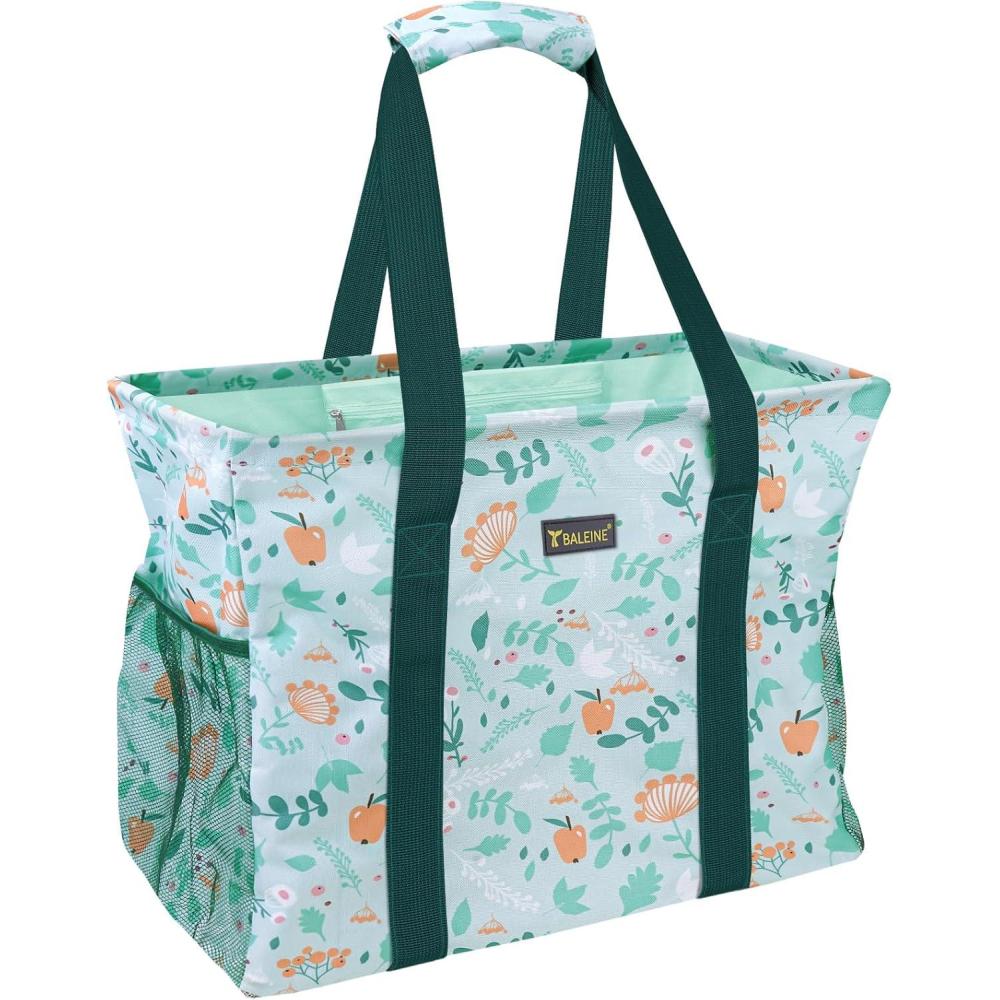 imageBALEINE Extra Large Utility Tote Bag with Wire Frame for Storage Black 22x12x10Spring Stroll