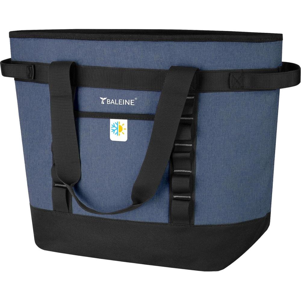 imageBALEINE Large 45Can Cooler Bags Insulated PEVA Soft Cooler Tote Bag Insulated Grocery Bags with Zippered Top 105 GallonPinkBlue