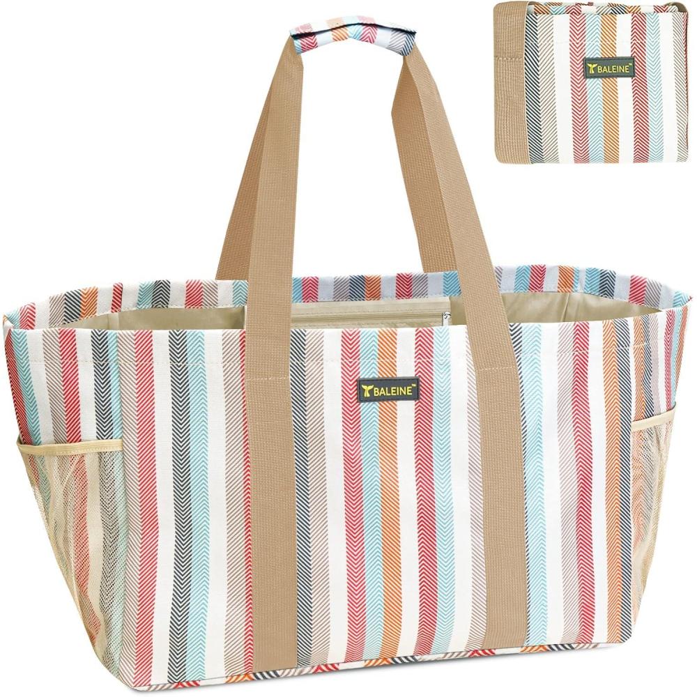 imageBALEINE Soft 9 Gallon Extra Large Utility Tote Foldable Reusable Storage Bag Color StripeColor Stripe
