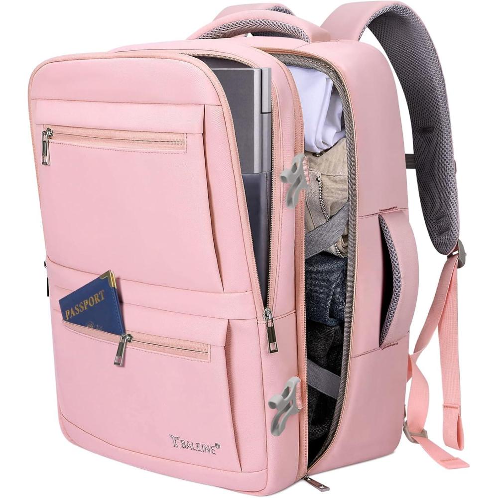 imageBALEINE Travel Backpack for Women Men Large Sturdy Carry On Laptop Backpack Gifts for Business Casual Weekender Hiking XL Dusty BluePink