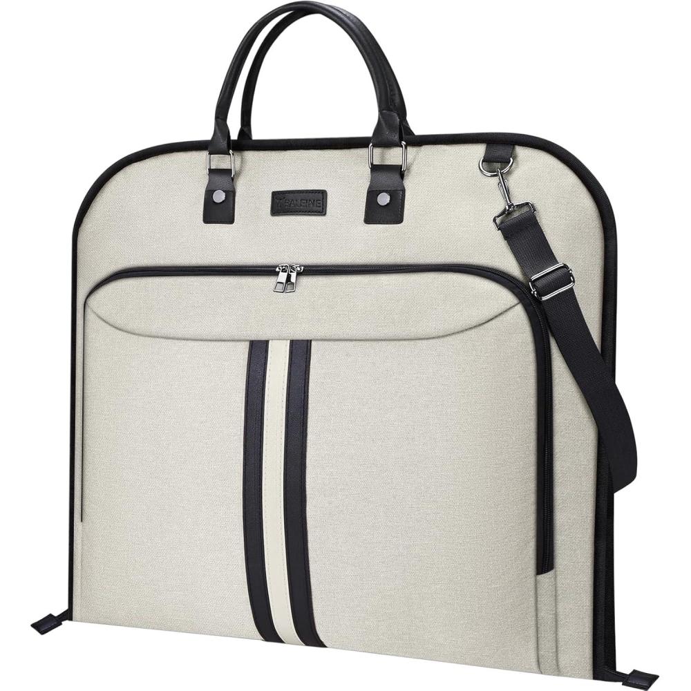 imageBALEINE Travel Garment Bag Travel Suit Bag for Men 42 Waterproof Carry on Garment Bag for Hanging Clothes Garment Duffel Bag for Travel Business BrownBeige