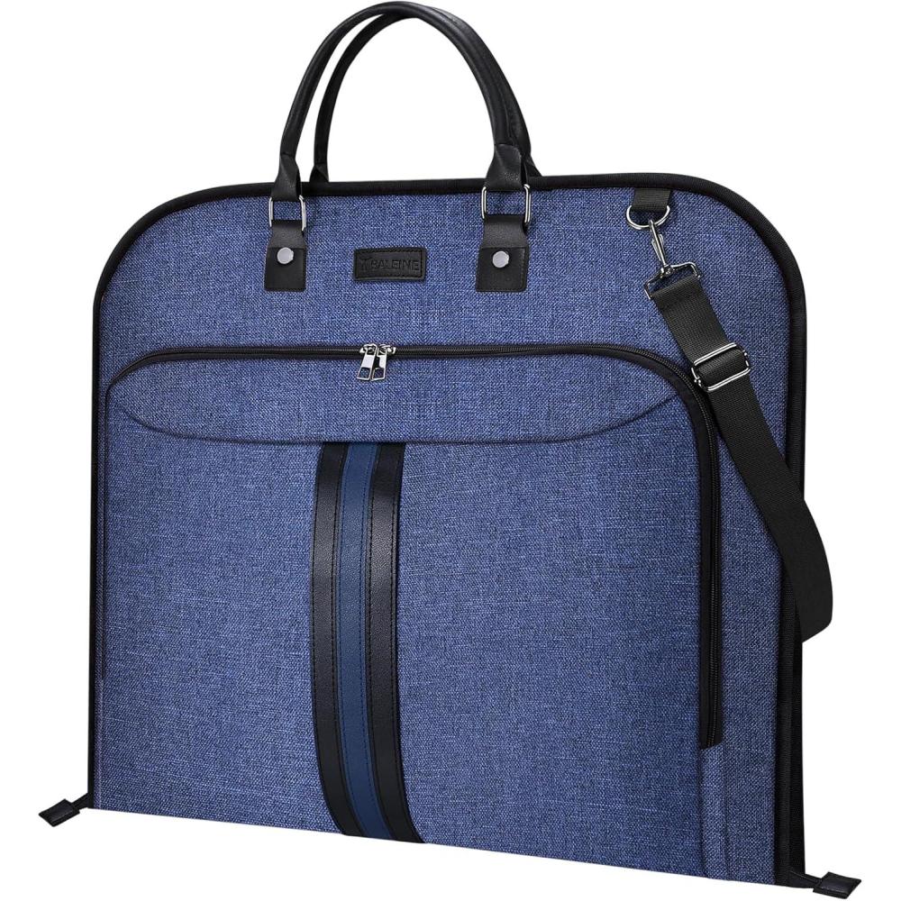 imageBALEINE Travel Garment Bag Travel Suit Bag for Men 42 Waterproof Carry on Garment Bag for Hanging Clothes Garment Duffel Bag for Travel Business BrownBlue