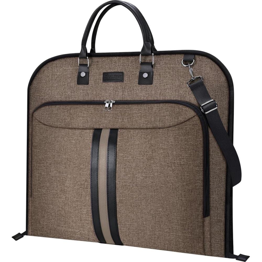 imageBALEINE Travel Garment Bag Travel Suit Bag for Men 42 Waterproof Carry on Garment Bag for Hanging Clothes Garment Duffel Bag for Travel Business BrownBrown