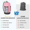 BALEINE 120L Laundry Bag Backpack, 900D Oxford Fabric Large Travel Laundry Bags with Shoulder Straps and 2 Mesh Pockets for College Dorm, Apartment, Laundromat (Gray, 120L)(Pink)