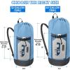 BALEINE 120L Laundry Bag Backpack, 900D Oxford Fabric Large Travel Laundry Bags with Shoulder Straps and 2 Mesh Pockets for College Dorm, Apartment, Laundromat (Gray, 120L)(Blue)