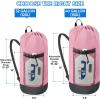 BALEINE 120L Laundry Bag Backpack, 900D Oxford Fabric Large Travel Laundry Bags with Shoulder Straps and 2 Mesh Pockets for College Dorm, Apartment, Laundromat (Gray, 120L)(Pink)