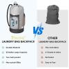 BALEINE 120L Laundry Bag Backpack, 900D Oxford Fabric Large Travel Laundry Bags with Shoulder Straps and 2 Mesh Pockets for College Dorm, Apartment, Laundromat (Gray, 120L)(Gray)