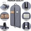 BALEINE 1PK Heavy Duty Garment Bag with Shoe Storage Travel Bag for Dresses, Suit, Coats Travel Essential (60″, Black)(Grey)