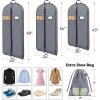 BALEINE 1PK Heavy Duty Garment Bag with Shoe Storage Travel Bag for Dresses, Suit, Coats Travel Essential (60″, Black)(Grey)