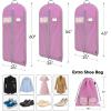 BALEINE 1PK Heavy Duty Garment Bag with Shoe Storage Travel Bag for Dresses, Suit, Coats Travel Essential (60″, Black)(Pink)