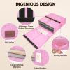 BALEINE 2 Pack Bed Sheet Organizers and Storage with Window, Foldable Bed Sheet Organizer for King Queen Size, Linen Closet Organizer, Sheet Storage Organizer for Blankets, Towels, Covers (Grey)(Pink)