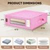 BALEINE 2 Pack Bed Sheet Organizers and Storage with Window, Foldable Bed Sheet Organizer for King Queen Size, Linen Closet Organizer, Sheet Storage Organizer for Blankets, Towels, Covers (Grey)(Pink)