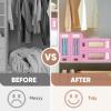 BALEINE 2 Pack Bed Sheet Organizers and Storage with Window, Foldable Bed Sheet Organizer for King Queen Size, Linen Closet Organizer, Sheet Storage Organizer for Blankets, Towels, Covers (Grey)(Pink)