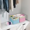 BALEINE 2 Pack Fabric Storage Bins for Shelves, Linen Storage Baskets for Organizing, Decorative Closet Bins for Clothes, Home (Grey, 15″x11″x9.5″)(Lavender)