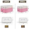 BALEINE 2 Pack Fabric Storage Bins for Shelves, Linen Storage Baskets for Organizing, Decorative Closet Bins for Clothes, Home (Grey, 15″x11″x9.5″)(Pink)