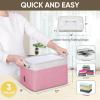 BALEINE 2 Pack Fabric Storage Bins for Shelves, Linen Storage Baskets for Organizing, Decorative Closet Bins for Clothes, Home (Grey, 15″x11″x9.5″)(Pink)