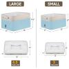 BALEINE 2 Pack Fabric Storage Bins for Shelves, Linen Storage Baskets for Organizing, Decorative Closet Bins for Clothes, Home (Grey, 15″x11″x9.5″)(Skyblue)