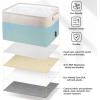BALEINE 2 Pack Fabric Storage Bins for Shelves, Linen Storage Baskets for Organizing, Decorative Closet Bins for Clothes, Home (Grey, 15″x11″x9.5″)(Skyblue)