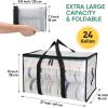 BALEINE 6-Pack Oversized Moving Bags with Reinforced Handles, Heavy-Duty Storage Tote for Clothes, Moving Supplies (Clear, 6-Pack)(Clear)