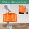 BALEINE 6-Pack Oversized Moving Bags with Reinforced Handles, Heavy-Duty Storage Tote for Clothes, Moving Supplies (Clear, 6-Pack)(Orange)