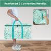 BALEINE 6-Pack Oversized Moving Bags with Reinforced Handles, Heavy-Duty Storage Tote for Clothes, Moving Supplies (Clear, 6-Pack)(Spring Stroll)
