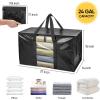 BALEINE 6-Pack Oversized Moving Bags with Reinforced Handles, Heavy-Duty Storage Tote for Clothes, Moving Supplies (Color Stripe with Window, 6-Pack)(Black)