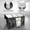 BALEINE 6-Pack Oversized Moving Bags with Reinforced Handles, Heavy-Duty Storage Tote for Clothes, Moving Supplies (Color Stripe with Window, 6-Pack)(Black)