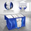BALEINE 6-Pack Oversized Moving Bags with Reinforced Handles, Heavy-Duty Storage Tote for Clothes, Moving Supplies (Color Stripe with Window, 6-Pack)(Blue)