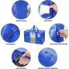 BALEINE 6-Pack Oversized Moving Bags with Reinforced Handles, Heavy-Duty Storage Tote for Clothes, Moving Supplies (Color Stripe with Window, 6-Pack)(Blue)